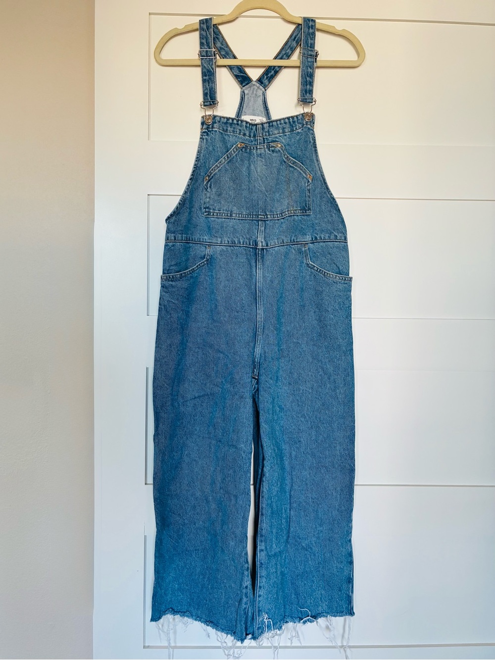 MNG Mango M Blue Denim Wide-Leg Overall Jumpsuit